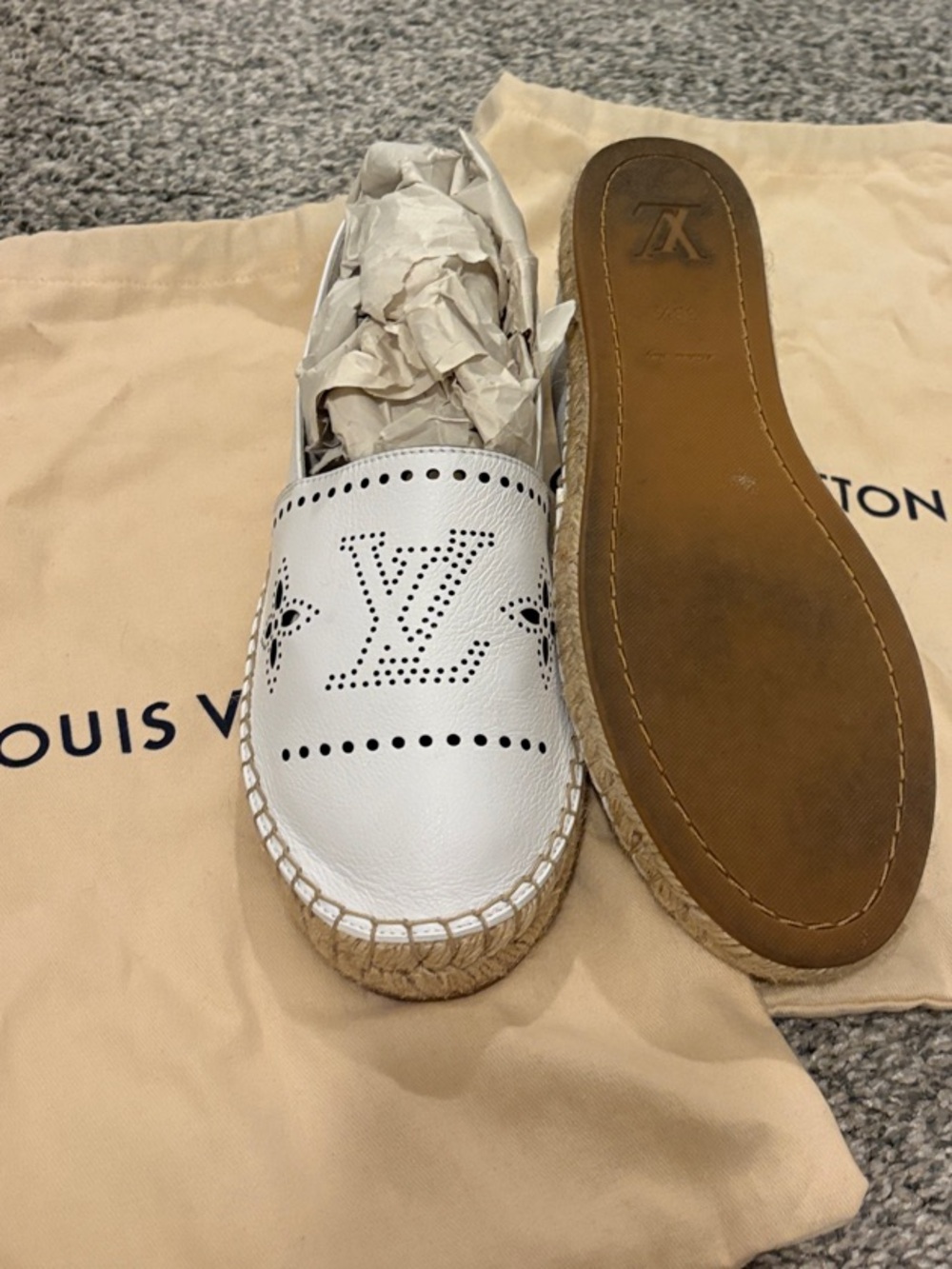 Louis Vuitton White Perforated LV Espadrille Slip-On